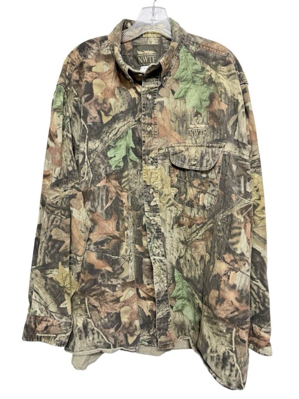 VTG NWTF Advantage Timber Camo Shirt Men's Size 2XL Hunting Outdoors Long Sleeve
